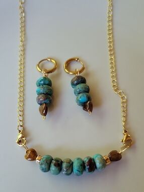 Earrings and Necklace Set Serpentine Jasper